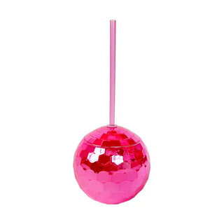 A Disco Drink - Hot Pink with a straw, perfect for a party atmosphere from Packed Party.