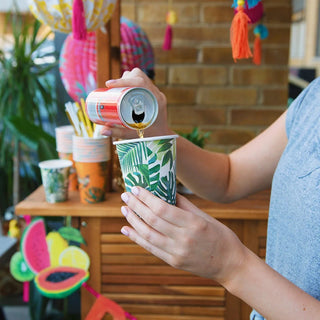 Palm Leaf Paper CupsThese wonderfully designed tropical prints paper cups are a great way to serve your drinks this summer! Mix and match with other bright and colourful party accessoriTalking Tables