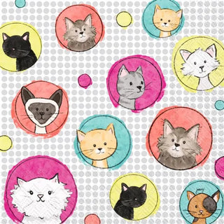 Paper Cocktail Napkin Art Pop Cats