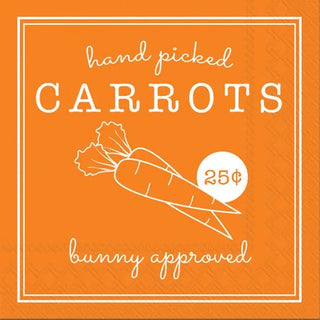 Hand picked carrots on a Boston International Paper Cocktail Napkin - bunny approved.