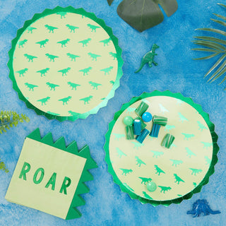 Green Dinosaur Party Plates