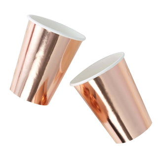 Paper Rose Gold CupsUse our gorgeous pastel shiny rose gold cups at your next party - the perfect way to serve stylish drinks to your friends and family!
 
This pack includes rose gold Ginger Ray