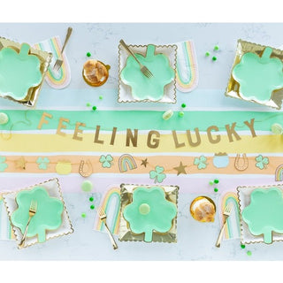 Pastel Clover Shaped PlateSet a truly lucky table with these clover plates. With gold foil edging, these shaped plates are a magical detail that will tie your St. Patrick's Day table togetherMy Mind’s Eye
