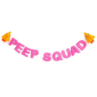 A Peep Squad Felt Garland banner from Kailo Chic, adjustable for different dimensions.