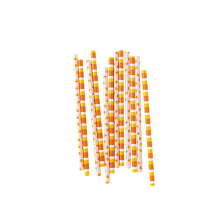 Pink Candy Corn/Stripes Reusable Straws• 12 Reusable Plastic Straws 
• 8" length x .33" diameterMy Mind’s Eye