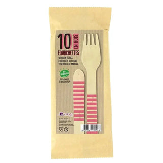 Pink Stripes Wooden Forks10 Eco-friendly pink striped wooden forks
Biodegradable, plastic-free, eco-responsible cutlery!
A set of 10 wooden forks with yellow stripes, delivered in a plastic-Annikids