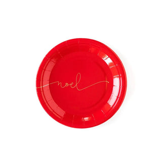 RED NOEL PAPER PLATES• 7" Round Paper Plates• 12 Plates per Package• Gold Foil• Do Not MicrowaveMy Mind’s Eye