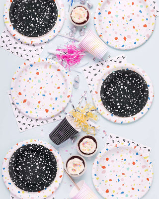 Rainbow Dot Party CupsThis assortment of paper plates, cups, and napkins can be mixed and matched to create table settings that are festive and fresh, never boring. All tableware is made Knot & Bow