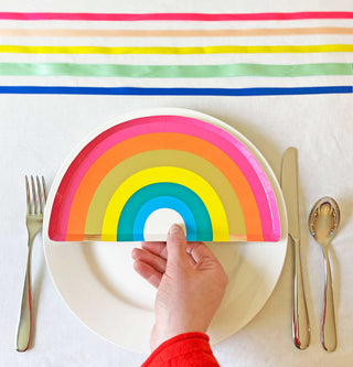 Birthday Brights Rainbow Party PlatesChase away the clouds with these beautiful rainbow plates. Featuring an eye-catching gold foil detail, these paper plates are disposable making the party clean up quTalking Tables