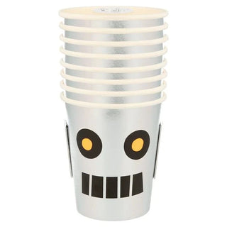 Robot CupsThese shiny silver robot cups, with sensational 3D ears, will look amazing on the party table.

Ears and face details
Suitable for hot and cold drinks
Made from eco-Meri Meri