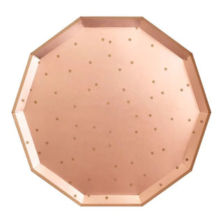 Rose Gold Paper Plates - LargeThese gorgeous rose gold plates have a mirrored foil finish with a matte rose gold confetti pattern. Tone on tone, perfect for an all rose gold color palette.

DinnePaperboy