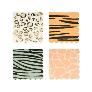 Safari Animal Print Large NapkinsThese Safari Animal Print large napkins will look perfect at a safari-themed party. Ideal to add color and style to the table. Featuring four designs, all with a neoMeri Meri