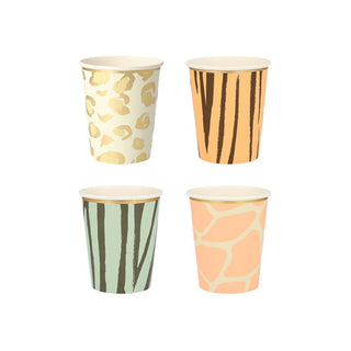 Safari Animal Print Party CupsThese fabulous Safari Animal Print party cups are just perfect for a safari-themed party. Featuring four dramatic designs your guests will love! Beautifully embellisMeri Meri