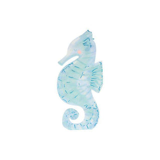 Seahorse NapkinsThese napkins, in the shape of a beautiful seahorse, will look amazing at an under-the-sea or mermaid party. They are printed with ocean colors and brilliant shimmerMeri Meri