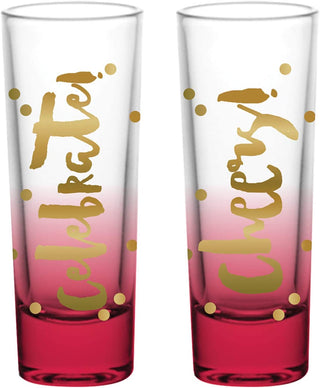 Celebrate and Cheers Holiday Shot Glasses