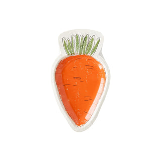 A ceramic dish with a Carrot Shaped Plate by My Mind's Eye that measures 6" X 10".