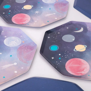 Space Dinner PlatesThese sensational space plates are crafted from high quality card, so are practical as well as looking out of this world! They have a fabulous planet design with eyeMeri Meri