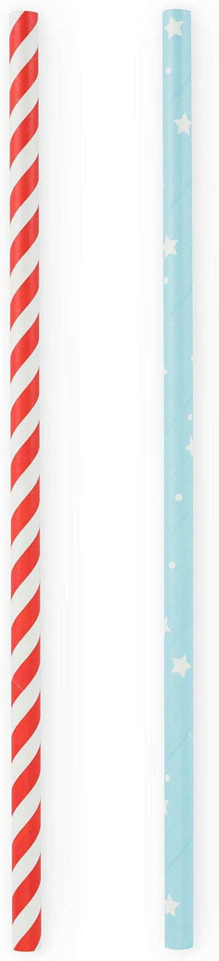 Stars & Stripes StrawsCombine these straws with our coordinating party decorations to celebrate any occasion!

Includes 24 paper straws
Includes 3 assorted colors
Measures 7.75" tall
Cakewalk
