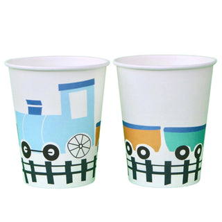 Steam Train CupsAll aboard! Steam Train coming through! Featuring blue, green and orange colors, these cups will make your train party the most stylish.
Package contains 8 paper cupPooka Party