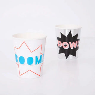 Superhero CupsMake your party drinks look really super with these fabulous cups decorated with 'Zap!', 'Wham!', 'Pow!' and 'Boom!' An easy way to add a vibrant touch to your partyMeri Meri