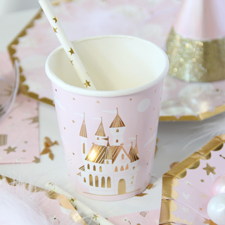 Sweet Princess 9 oz CupsPretty in pink! Featuring blush pink and white paired with gold foil-pressed elements, these cups are royally rad!

Illustrated by Hello!Lucky
9 oz Paper Cups
Pack oDaydream Society