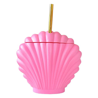 A Shell-ebrate Sipper with a gold straw, perfect for a beach trip from Packed Party.