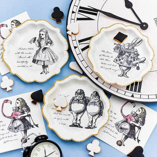 Alice Paper PlatesFor a truly whimsical Mad Hatter party, these delightful plates are sure to create curiosity in your celebration Wonderland!
Pair with our Alice in Wonderland themedTalking Tables