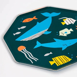Sea Dinner PlatesThese beautifully illustrated plates are perfect for a party with an ocean theme. Featuring lots of delightful sea creatures and shiny foil detail and border.

PrintMeri Meri