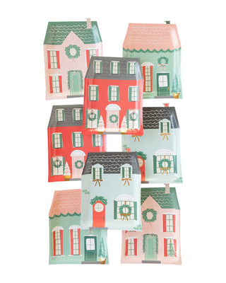 VILLAGE CHRISTMAS HOUSE SHAPED PLATEFestive Holiday plates don't all have to be the same, set your Christmas table with this Christmas village paper plate set. Shaped as cozy Christmas cottages, these My Mind’s Eye