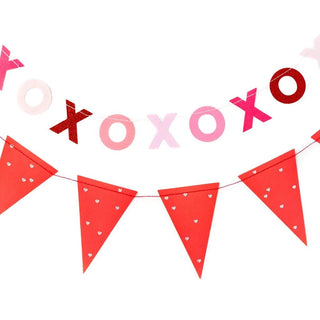 XOXO & Pennant Banner Set 
Adorable Mini Banner set! Sure to make every Valentines celebration great!
 1 pennant dotted banner 7 feet each 
1 multi colored xoxo banner 7 feet eachMy Mind’s Eye