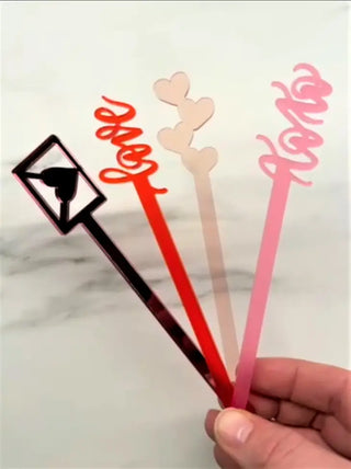 Valentine's Day Acrylic Drink Stirrers by FioriBelle