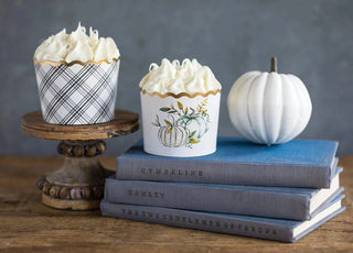 WATERCOLOR PUMPKIN BAKING CUPSThese pretty farmhouse style cups are perfect for baking cupcakes right in the oven. But don't limit yourself, there are so many great uses for them: portion controlMy Mind’s Eye
