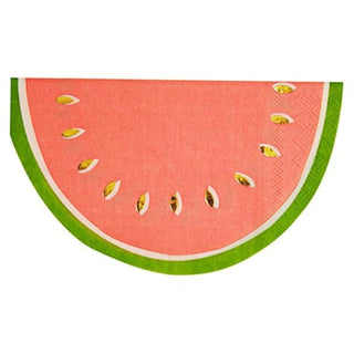 WATERMELON NAPKINSA set of colorful party napkins in the shape of a slice of watermelon, brightly colored and finished with gold foil - a sweet addition to your next summertime birthdMeri Meri