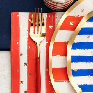 WAVY SALAD PLATE PATRIOTIC CONFETTIThese ruffled edge plates show off stripes of the American Flag,, a perfect collection for that summer BBQ! Add a a touch of elegance to your spring gatherings! ImprSophistiplate