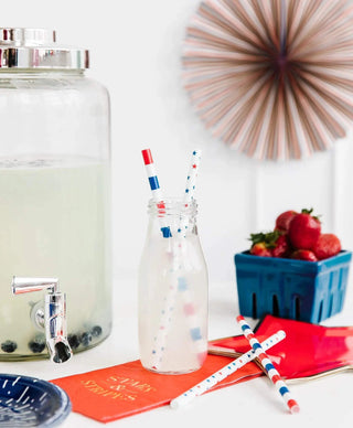 Red White and Blue Stripe Reusable Straws
