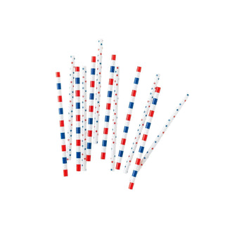 Red White and Blue Stripe Reusable Straws