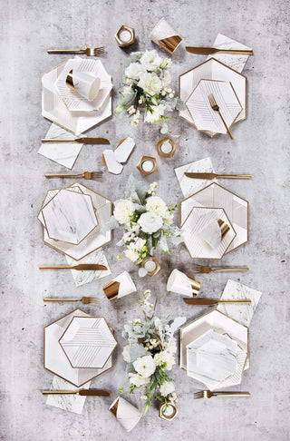 White Marble Cocktail Paper NapkinsGlimmering with a dash of gold details, our marble cocktail napkins are perfect for showers, weddings, birthdays or special gatherings. They look great on dessert taHarlow & Grey