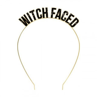 Witch Faced HeadbandGreet your fellow Halloween party goers with this fun headband with phrase "Witch Faced" in black glitter. A great addition to the casual costume for work and fun toSlant