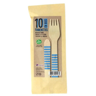 Wooden Forks Blue Stripes10 Eco-friendly blue striped wooden forks
Biodegradable, plastic-free, eco-responsible cutlery!
A set of 10 wooden forks with yellow stripes, delivered in a plastic-Annikids