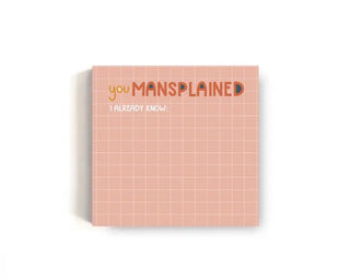 You mansplained feminist sticky notes, packaged in sealed cello sleeve by Twentysome Design.