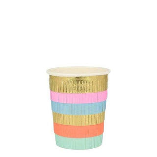 Circus Fringe Party CupsThese colorful party cups are just perfect for a circus-themed party, or whenever you want to delight your guests with bright and beautiful drinks. Featuring gold, cMeri Meri