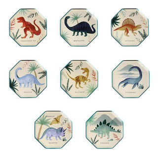 Dinosaur Kingdom Side PlatesMake your dinosaur party look even more terrific with these brilliant Dinosaur Kingdom plates. Featuring beautiful illustrations of famous dinosaurs, with copper andMeri Meri