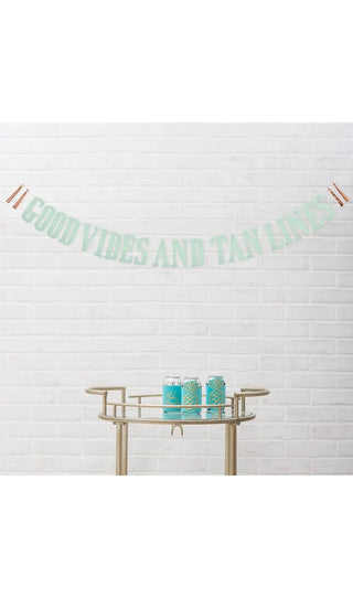Bachelorette Party Banner - Good Vibes
Deck out your party with this cool, mint green paper banner. The "Good Vibes" word pennants are a fun, decorative way to welcome your guests and pull together a beaWeedingstar