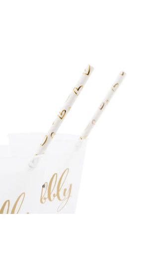 Gold Foil Hearts Paper Drinking Straws
These fun little paper drinking straws are covered in adorable gold foil hearts that will add an extra special detail to the party whether it’s a shower, bacheloretWeedingstar