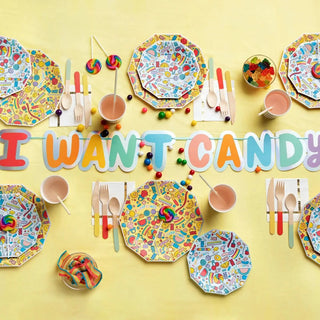 I Want Candy Banner by Coterie Party Supplies